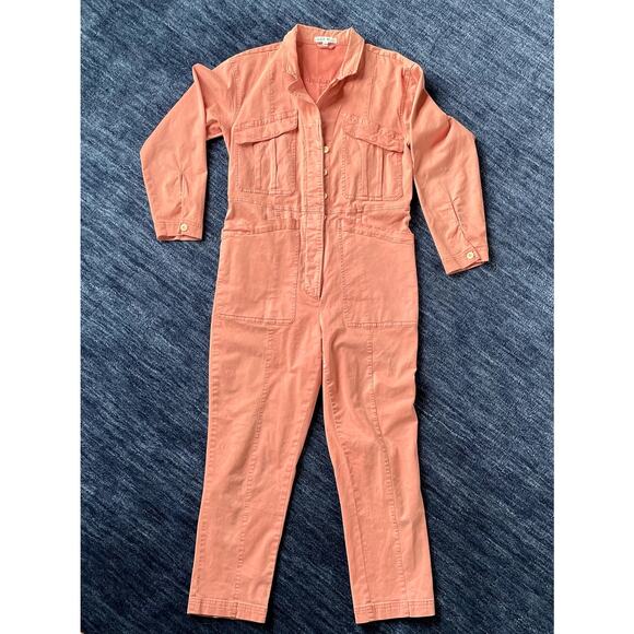 Alex Mill Persimmon Orange Pink Utility Jumpsuit - Women's Medium250 - Picture 2 of 6